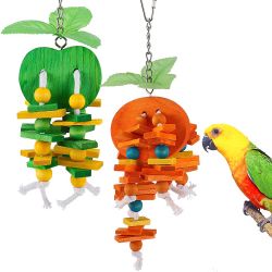 Wood parrot chewing toy, 2pcs (X00244ISY1)