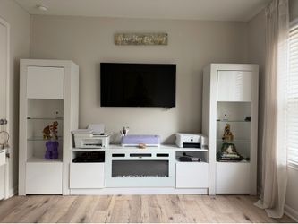 BEST OFFER! Brand new 3 piece Fireplace tv console  Best offer