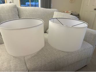 2 White Linen Lampshades