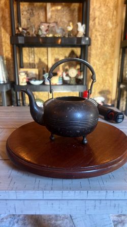 Antique Cast Iron Teapot with Stand