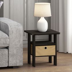 Furinno End Table with Bin