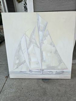 Abstract sailboat canvas