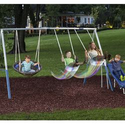 XDP Recreation FIREFLY Metal Swing Set with LED Swing Seats and G-SERIES Galvanized Steel Frame