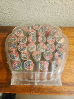 Vintage Acrylic Clam Shell Design Sewing Spool Case with 28 Coats & Clark's Spools all $20