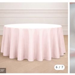  Polyester 120" Round Tablecloth Blush  Seamless Wrinkle-Resistant Table Cover