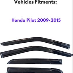 KPY Window Visor Compatible with Honda Pilot 2009-2015, 4PC Rain Guard Side Window Vent Deflectors Tape-On Mugen Style, 2009 2010 2011 2012 2013 2014 