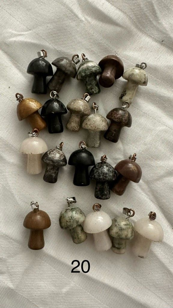 Mushroom Necklace Stone Pendant 