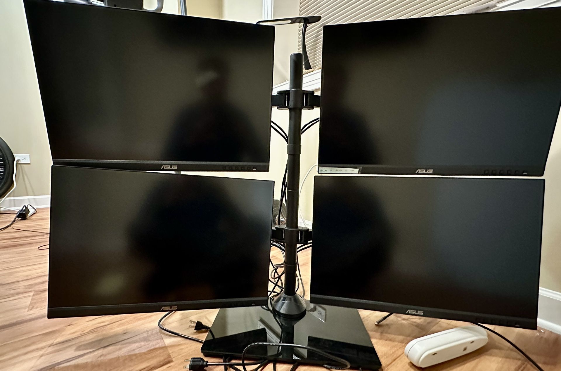 Four 24 Inch Asus monitor with monitor Stand