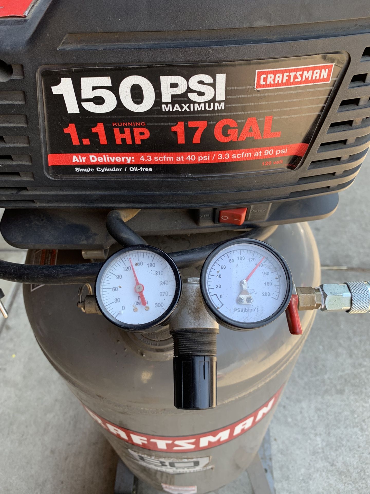Craftsman 1.1 hp 17 gallon air compressor deals