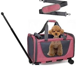 New Pet Dog Cat Stroller Pink Carrier Holder 