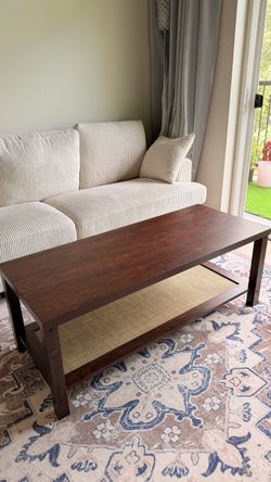 87" solid‑wood‑legged corduroy sofa with 3 pillows