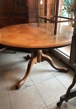 Mahogany leather top console table