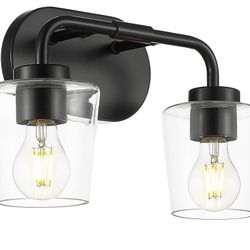 [BRAND NEW] Bathroom Light Fixtures, 2-Light Matte Black Vanity Lights Over Mirror with Clear Glass, Modern Vanity Lighting Fixtures