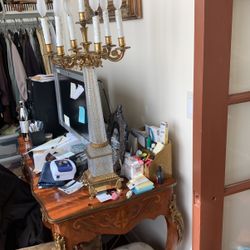 Antique Brace and Christal Table Lamp