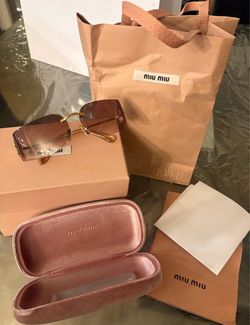 Miu Miu Rimless Sunglasses with Case card bag receipt
