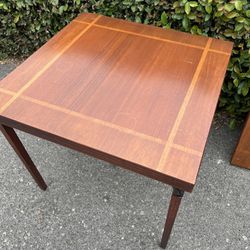 Beautiful Inlaid Wood Folding Table Antique 1940s 