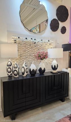 Contemporary 4-Door Sideboard in Stained Black Finish