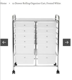 Seville Classics 12-Drawer Rolling Organizer Cart Frosted White