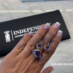 White Gold/Diamond/Amethyst 2-Piece Set