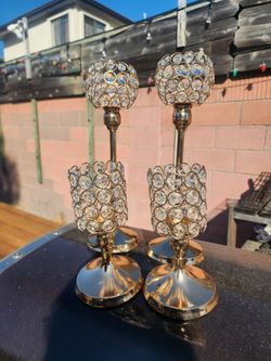 4 Gold Candle Holders