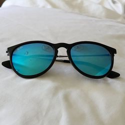 RAY-BAN Erika Sunglasses Black With Blue Polarized Lenses
