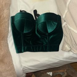 Small Green Velvet Corset Top