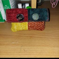 Handmade button Pouch multi colored coins, bank cards, traditional headphones