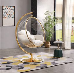 Hanging Bubble Chair With Stand Gold Brand New