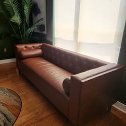 Tufted Modern Faux Leather Sofa