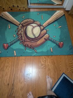 Baseball rug for baseball room or for children