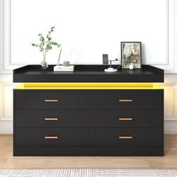 ❤️‍🔥 #B Fincastle 6-Drawer 46“ Dresser with LED Light and Socket $145