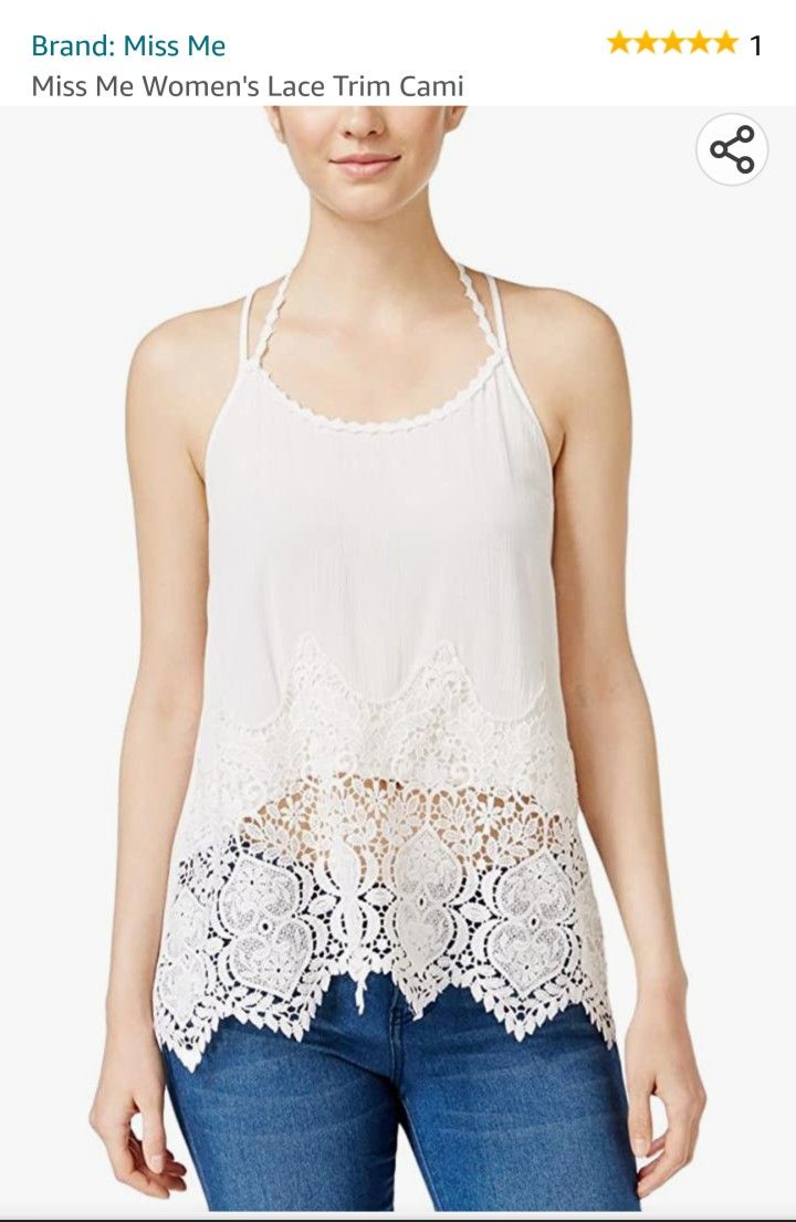 Miss Me Women's Lace Trim Cami Halter Top Size Small
