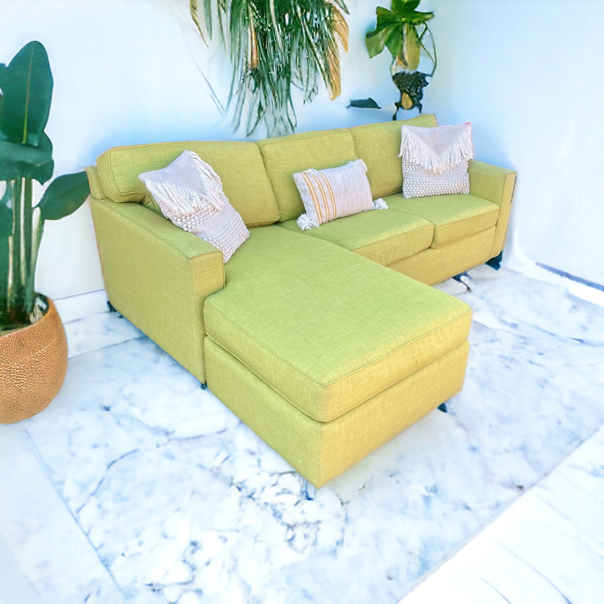 Living Spaces yellow/green  Sectional sofa!