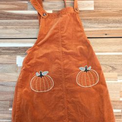 Max Studio Kids Fine Corduroy Pumpkin Overall Dress, Size 7