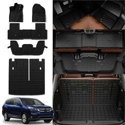 Rongtaod Floor Mats Compatible with 2023 2024 2025 Honda Pilot Trunk Mat Cargo Mat Cargo Liner Back Seat Cover Protector Pilot Accessories Trunk Mat 