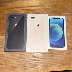 iphone 8 plus, and iphone 12 (box only)