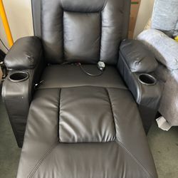Black Leather Massage Recliner