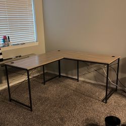 L-Shape IKEA Wood Desk 