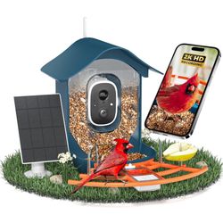 Smart Bird Feeder with Camera, 2K HD AI Identify Birds Species, Bird Watching Camera with Solar Panel, Auto Capture Bi rd Videos & Instant Notificatio