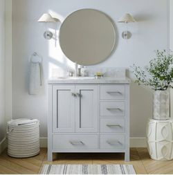 Ariel
Cambridge 37" Free Standing Single Basin Vanity Set with Cabinet and Marble Vanity Top