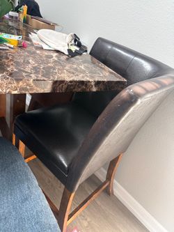 Black Faux Leather Bar Stool Chair and table