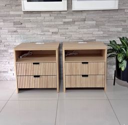 Nightstands set 2 with charging station