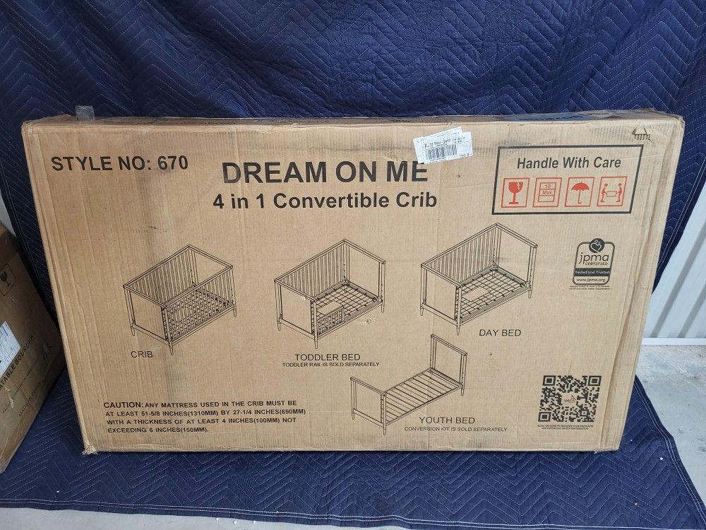 Dream On Me Baby Crib 4 In 1 Toddler Bed New In Box