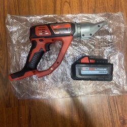 (1)Milwaukee M18 18-Volt Lithium-Ion Cordless 18-Gauge Double Cut Metal Shear (2635-20) (1) 6.0AH High Output Battery (48-11-1865)