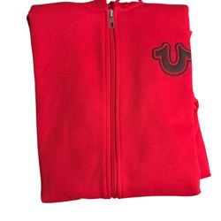 Red True Religion Zip Up Hoodie 