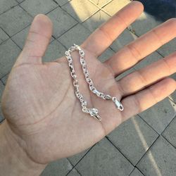 Silver Anchor Link Bracelet 8”