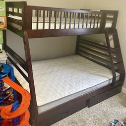 Coaster Ashton Twin over Full Wood Bunk Bed with Drawers Cappuccio
