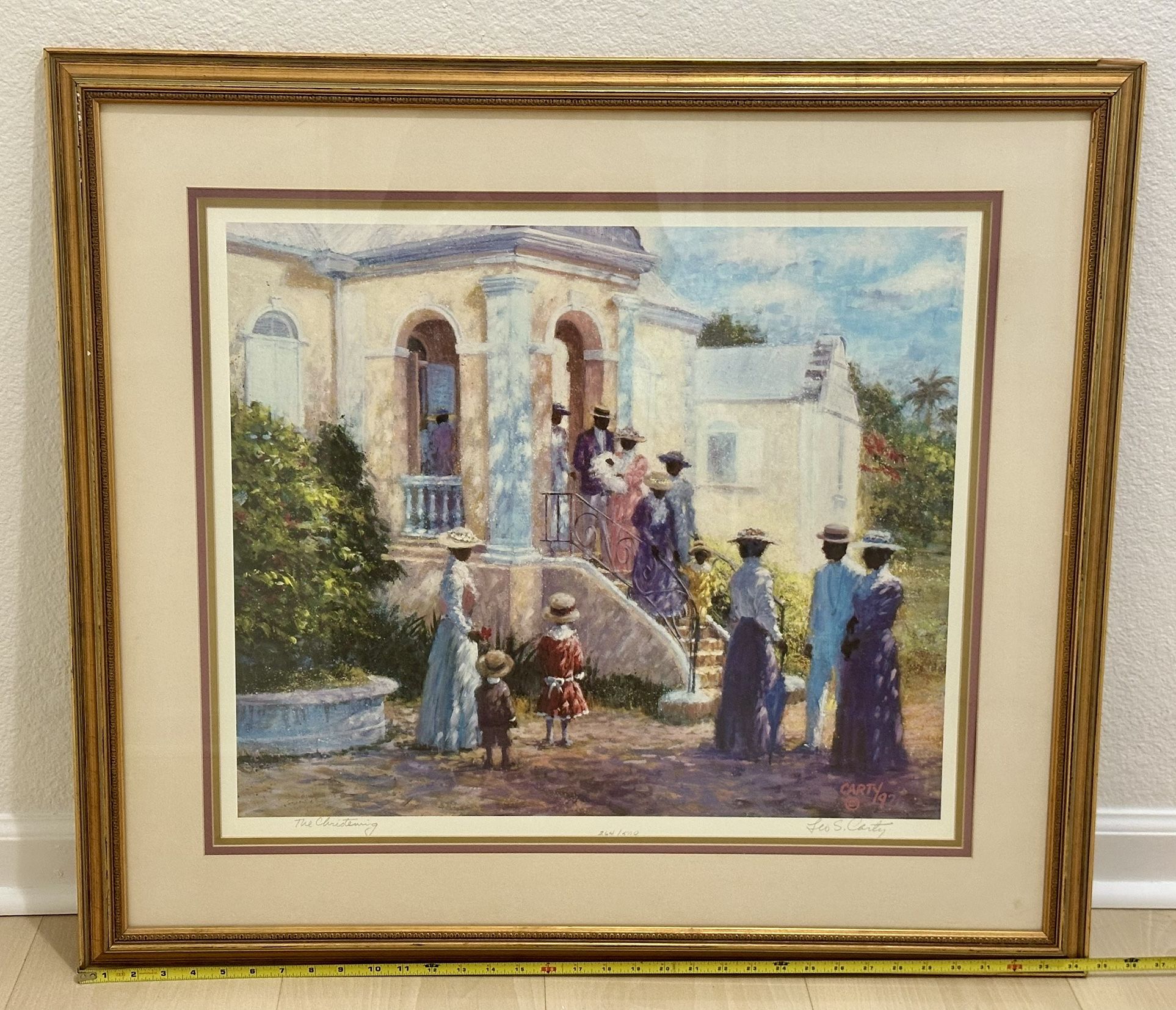 Pre-owned: 34.5”x 31” Framed Artwork - The christening - Leo S. Carty  # 264/500