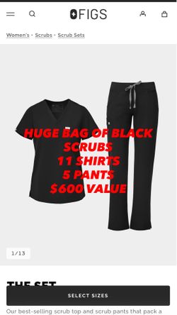 HUGE BAG OF BLACK SCRUBS - $600 VALUE