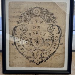 Restoration Hardware Vintage Paris France  Seal Framed Wall Art